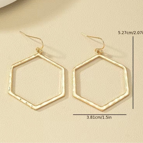 14K Gold Plated Geometric Cut Out Slant Earrings - Picture 2 of 2